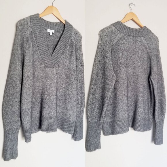 Nordstrom Women's L Balloon Sleeve Sweater Baby Alpaca Wool Blend Gray Soft $129 - Picture 16 of 16